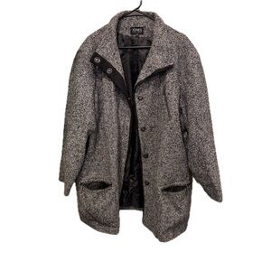Jones New York Black and Gray Lined Textured Pea Coat Women’s 1X